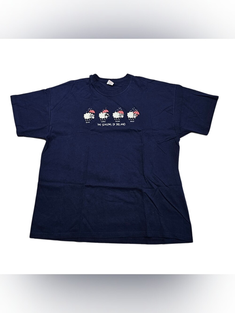 The Seasons of Ireland Sheep T-Shirt Blue Men XL Irish Celtic Screen Stars New